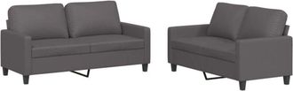 vidaXL Vidaxl - Juego de sofás con cojines 2 piezas cuero sintético gris