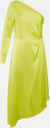 Alice & Olivia Alice + Olivia Neon Yellow Satin Dora Asymmetrical Dress
