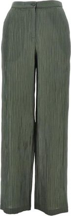 Emporio Armani Broek met knoopsluiting - Dames - Wijde Broeken - Groen - L - Broeken