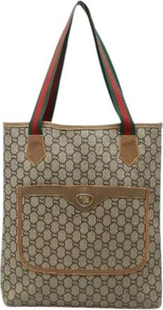 Gucci Pre-owned Tote Bags, female, Beige, Size: ONE SIZE Pre-owned PVC Leather Tote Bag