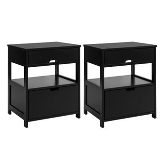 SoBuy Mesitas De Noche Dormitorio Mesa Auxiliar Con 2 Cajones Negro 45x55x38cm Frg258-schx2 Sobuy Es