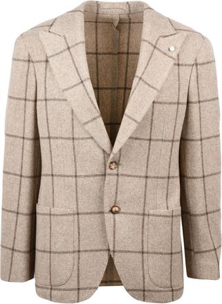 Luigi Bianchi Mantova Kostuums, Heren, Beige, XL, Wol, Giacca Stondata