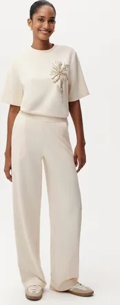 Exquise Shayna K Pants Wide Leg Knit Trousers in Ecru at Nordstrom, Size Medium