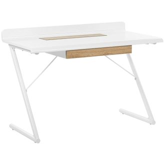 Beliani Beliani - Escritorio Blanco Funcional 1 Caj&oacute;n Mdf Madera Clara 120 X 60 Cm Patas De Metal Estilo Escandinavo Focus