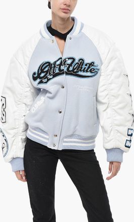 Off-white Wool-Cloth Bomber MOON WHEEL With Leather Sleeves Off-White