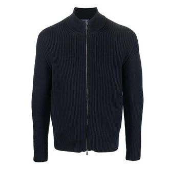 Drumohr Zip-throughs, male, Blue, Size: 2XL Cardigan con zip interamente in lana merino