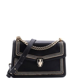 Bulgari Serpenti Diamond Blast Shoulder Bag Embellished Leather Mini