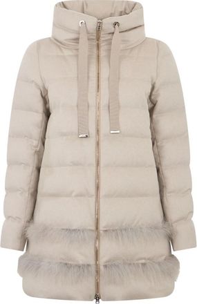 Herno Gewatteerde jas met synthetische bontkraag - Dames - Winterjassen - Beige - M - Kasjmier - Jassen