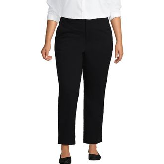 Lands End Mid Rise Classic Straight Leg Chino Ankle Pants in Black at Nordstrom, Size 26W