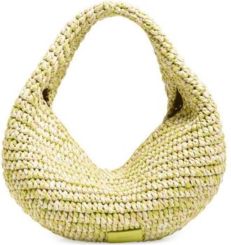 Khaite Medium Olivia Raffia Hobo Bag in 675 Citron/white at Nordstrom
