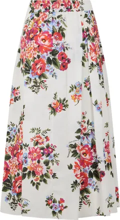 Dolce & Gabbana Womens Long Poplin Skirt, White Cotton