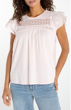 Liverpool L.A. Double Ruffle Sleeve Top in Soft Pink at Nordstrom, Size X-Large