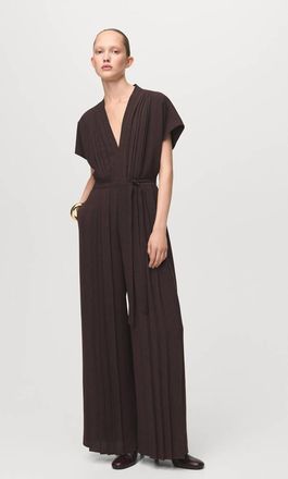 Mango Tuta plissettata cintura marrone - Donna - XS - MANGO