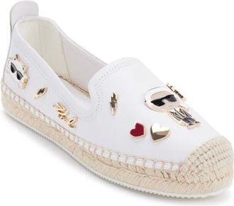 Karl Lagerfeld Michaela Espadrille Flat in Brt White at Nordstrom, Size 9.5