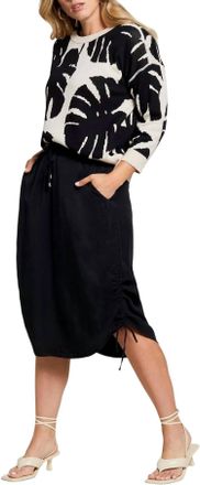 Tribal Flowy Drawstring Skirt In Black