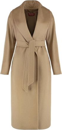 Max Mara Jas in kasjmiermix - Dames - Jas met riem - Bruin - XS - Kasjmier - Jassen