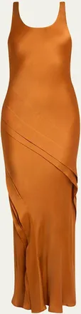 Saint Laurent Sleeveless Draped Silk Tank Dress