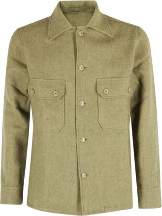 Fortela front-pockets wool shirt jacket - Green