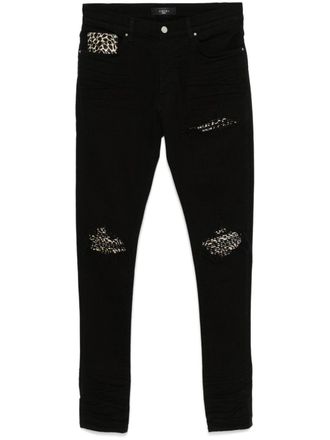 Amiri Jeans con dettaglio leopardato - Nero