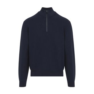 Ralph Lauren Half-Zip Pullover - male - Ralph Lauren - Turtlenecks - Blue - XL - Knitwear