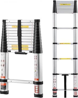 OEM Escalera Telesc&oacute;pica De Aluminio 374 Cm, Escalera De Extensi&oacute;n Plegable Con Sistema De Retracci&oacute;n De Un Solo Toque, Soporta Hasta 150 Kg, Con Pies Ant