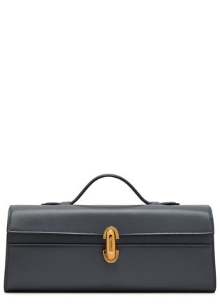 Savette Symmetry Slim Leather Pochette - Dark Blue - One Size