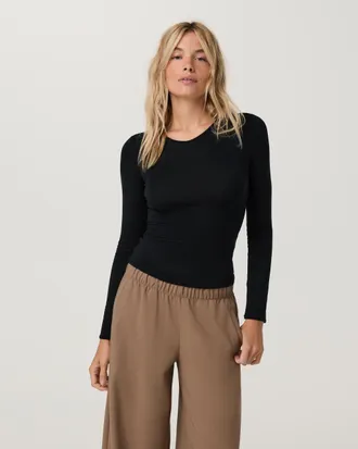 Vuori Clothing Long Sleeve Modal Top | Red Ochre | XS, Size Extra Small