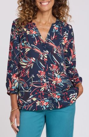NYDJ Pintuck Top in Blooming Pot Pourri at Nordstrom, Size Xx-Small