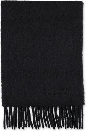 Isabel Marant Zwart Wol Fringed Sjaal - Dames - Wintersjaals - Zwart - ONE Size - Wol - Accessoires
