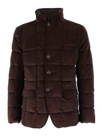 Fay Brown Quilted Short Coat With High Collar
