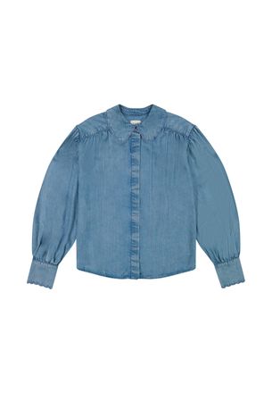 Lee Jeansbluse LEE Lee Jeanshemd Statement Collar Shirt, Damen, Gr. M, blau, Obermaterial: 70% Lyocell CLY. 30% Baumwolle CO., Blusen Jeansbluse