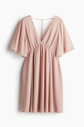 H&M Chiffonkleid mit V-Ausschnitt - Helles Mattrosa