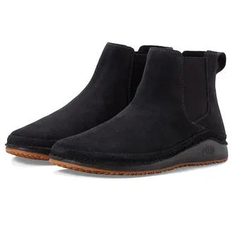 Chaco Paonia JCH109576 Boots Womens Black Suede Round Toe Chelsea HAM667