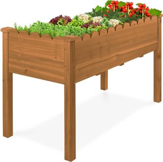 Best Choice Products 48x24x30in Raised Garden Bed, Elevated Wooden Planter for Yard w/ Foot Caps, Liner