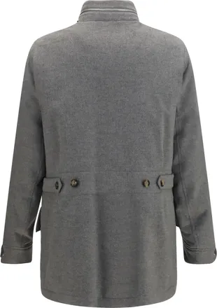 Brunello Cucinelli Mens Cashmere Jacket With Zip And Buttons Grigio Perla Kashmir-Capra Hircus Kashmir/capra