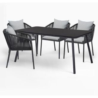 Sklum Sklum - Set De Mesa Rectangular 160x90 Cm Y 4 Sillas De Jard&iacute;n En Aluminio Arhiza Classic