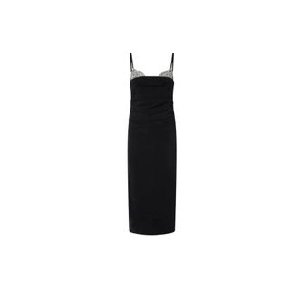 Pinko Party Dresses, female, Black, Size: L Carruba Abito Double Armoure Ricamo Rose