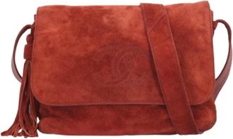 Chanel Pre-owned Cross Body Bags, female, Red, Size: ONE SIZE Pre-owned Vintage Suede Shoulder Bag