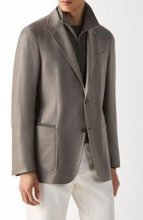 Ermenegildo Zegna Oasi Cashmere Blend Sport Coat with Detachable Bib in Dark Taupe Melange at Nordstrom, Size 46 Us