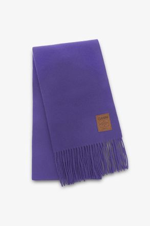 Ganni Purple Wool Knit Scarf