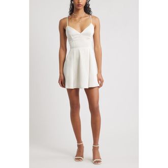 BP. Lace-Up Satin Minidress in Ivory at Nordstrom Rack, Size Xx-Small