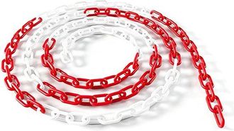 No Brand Cadenas De Pl&aacute;stico A Rayas Rojas Y Blancas - 3 Metros - 2 Unidades - Ligeras Y Pr&aacute;cticas - Aptas Para Barandillas Y Se&ntilde;ales De Advertencia - Tipo B