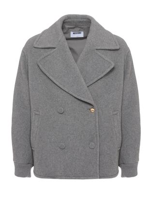 Moschino Grey Double-Breasted Gold Accents Jacket