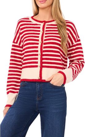 CeCe by Cynthia Steffe Stripe Cardigan in Royal Red at Nordstrom, Size Xx-Large