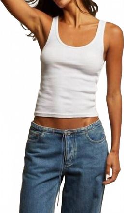 perfectwhitetee Mia Fine Variegated Rib Tank In White