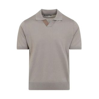 Canali Polo Shirts, male, Beige, Size: 2XL Buttonless Blended Cotton Polo Shirt