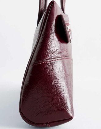 & Other Stories borsa a spalla in pelle premium bordeaux scuro-Rosso