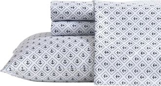 Nautica Diamond Anchor Blue Queen Sheet Set