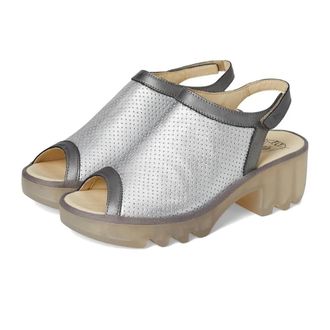 FLY London Fly London TEIF577FLY Slingback Womens Silver Leather Heeled Sandal ZOGG3087