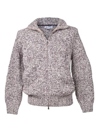 Brunello Cucinelli zip-front marl-knit cardigan - men - Fabric - 5XL - Red